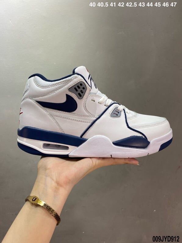 Nike Air Flight 89 Basketball Sneakers in White Navy - product image from the listing.