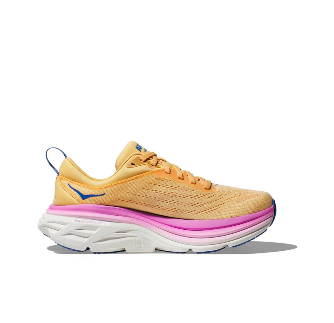 HOKA Bondi 8 Running Sneakers in Orange, in Blue and Purple - product image from the listing.