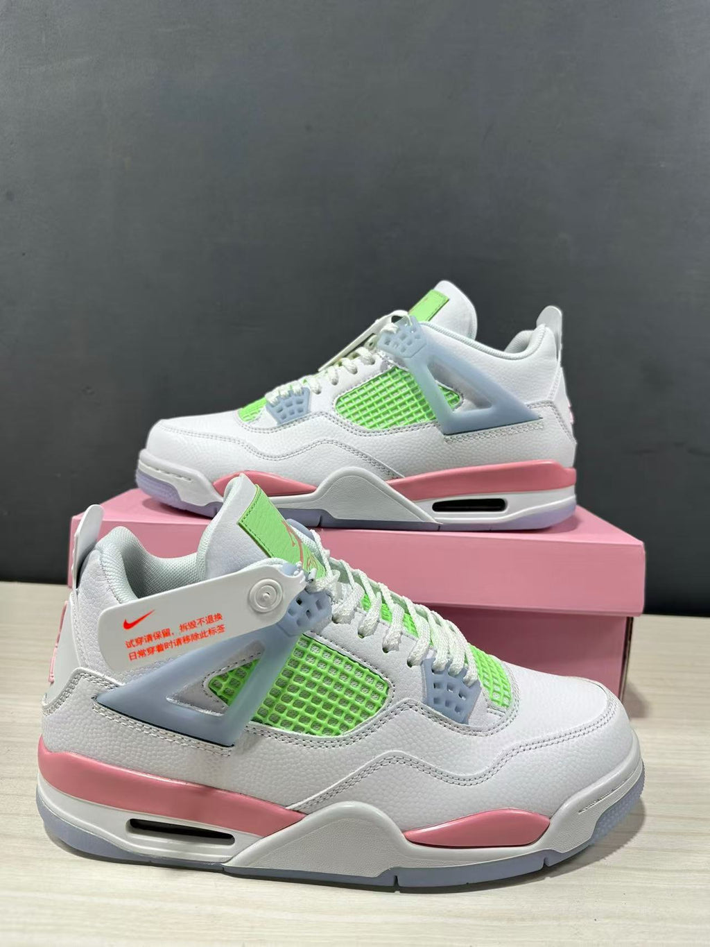 Air Jordan 4 Retro White Pink Green IB7068-100 - product image from the listing.
