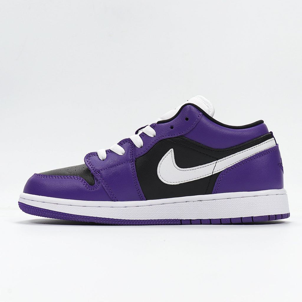 Jordan 1 Low Sneakers in Black Purple White 553560-501 - product image from the listing.