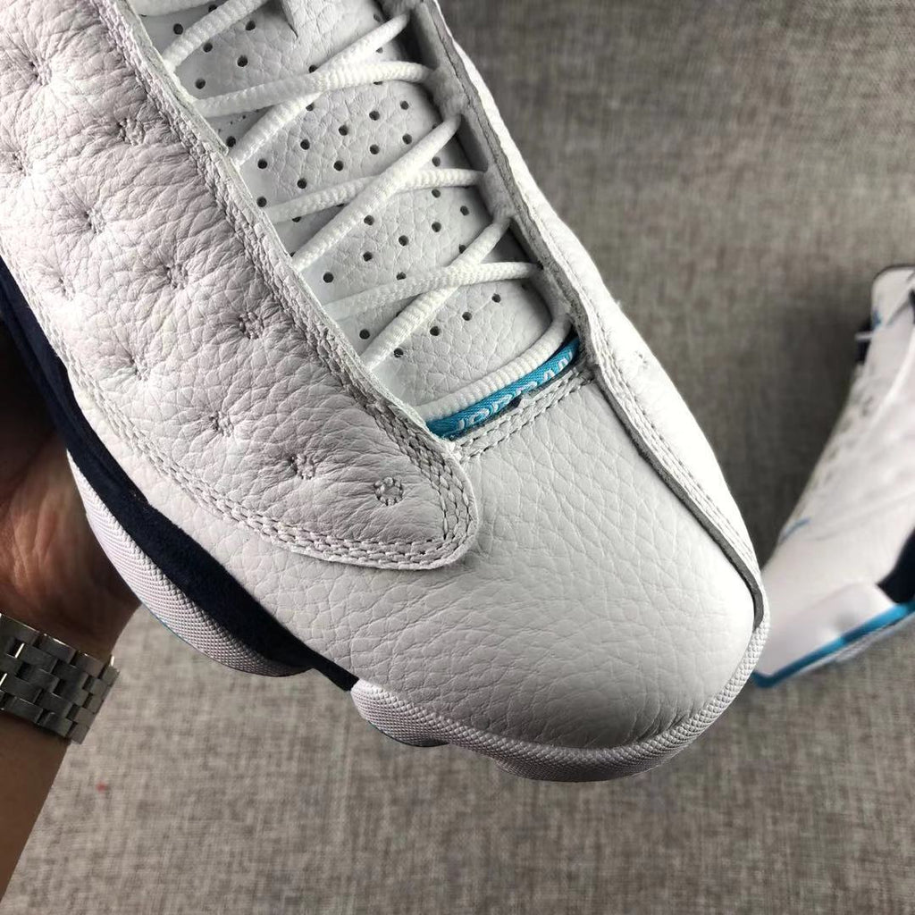 Air Jordan 13 Dark Powder Blue Sneakers White Navy - product image from the listing.