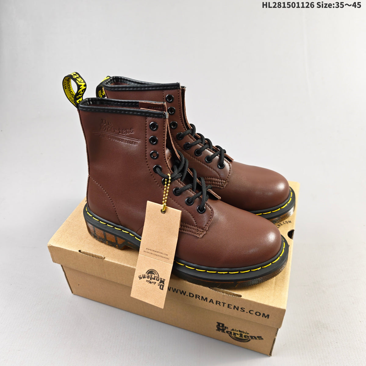 1461 Brown Lace-Up Platform Boots by Dr. Martens - product image from the listing.