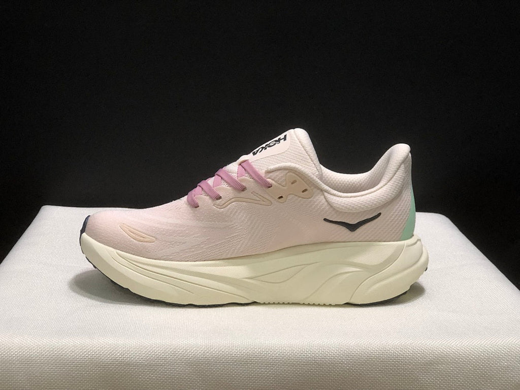 Women's HOKA Arahi 8 Running Shoes, Pink and Mint - product image from the listing.