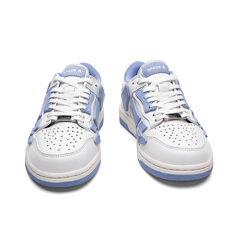 White Low-Top Sneakers in and Light Blue MFS003-113 - product image from the listing.