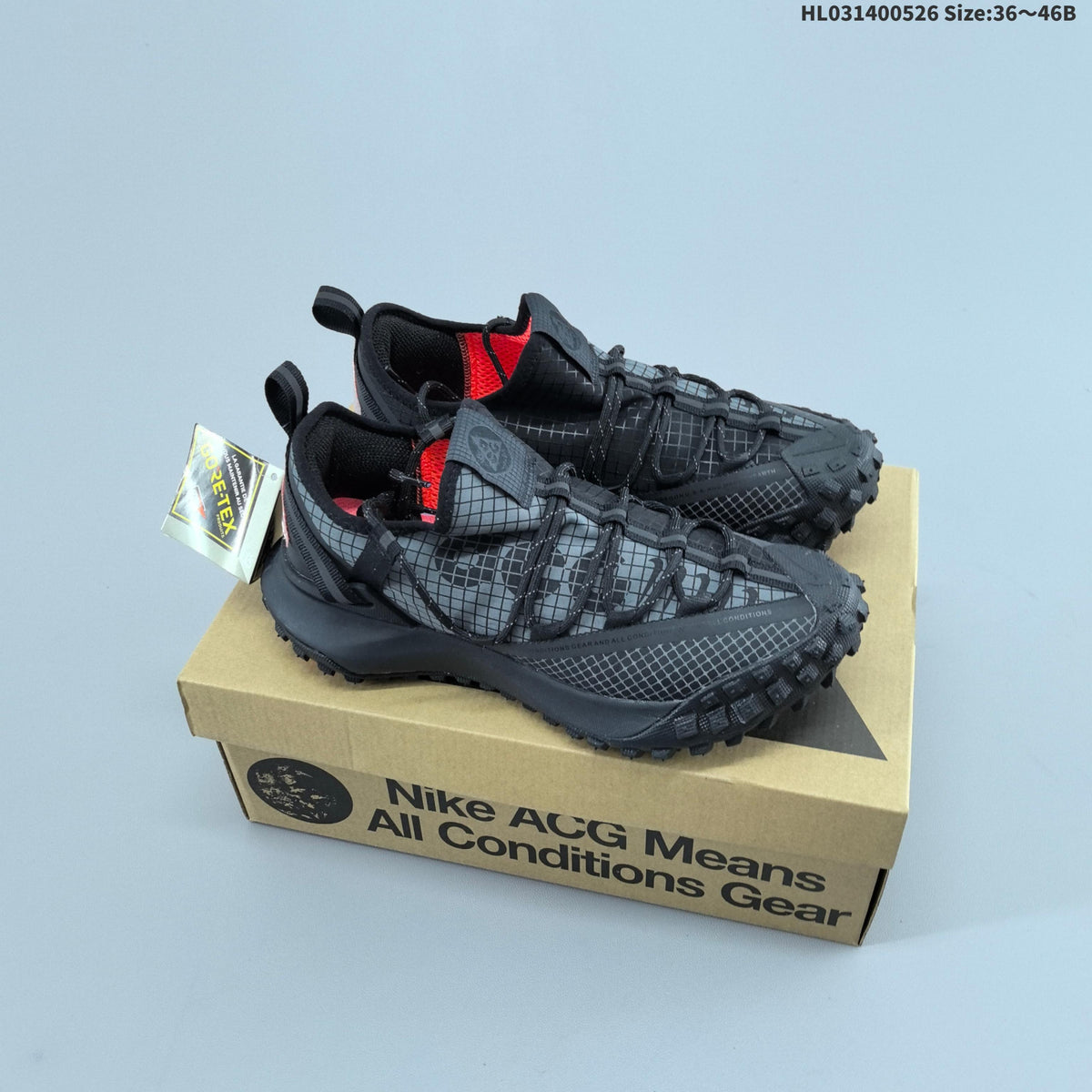 Nike ACG Mountain Fly GTX Trail Running Shoes, in Black - product image from the listing.