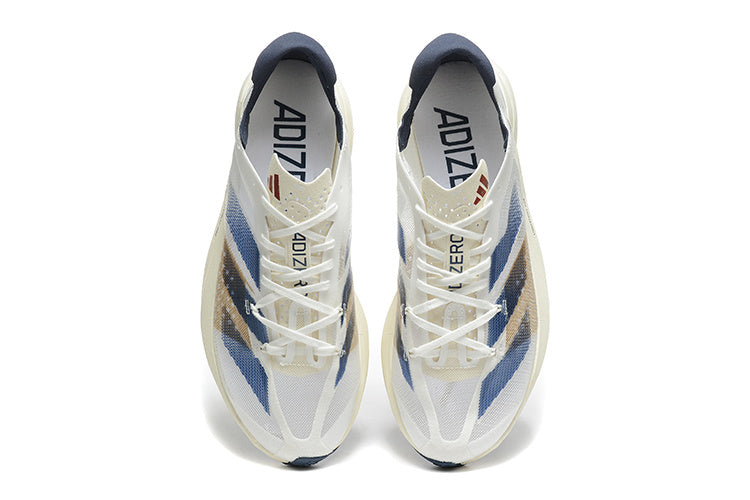 Adidas Adizero Adios Pro 3 Running Shoes, in White Blue - product image from the listing.