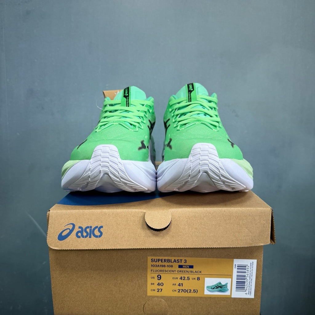 ASICS Superblast 3 Shoes for Running Fluorescent Green/Black - product image from the listing.