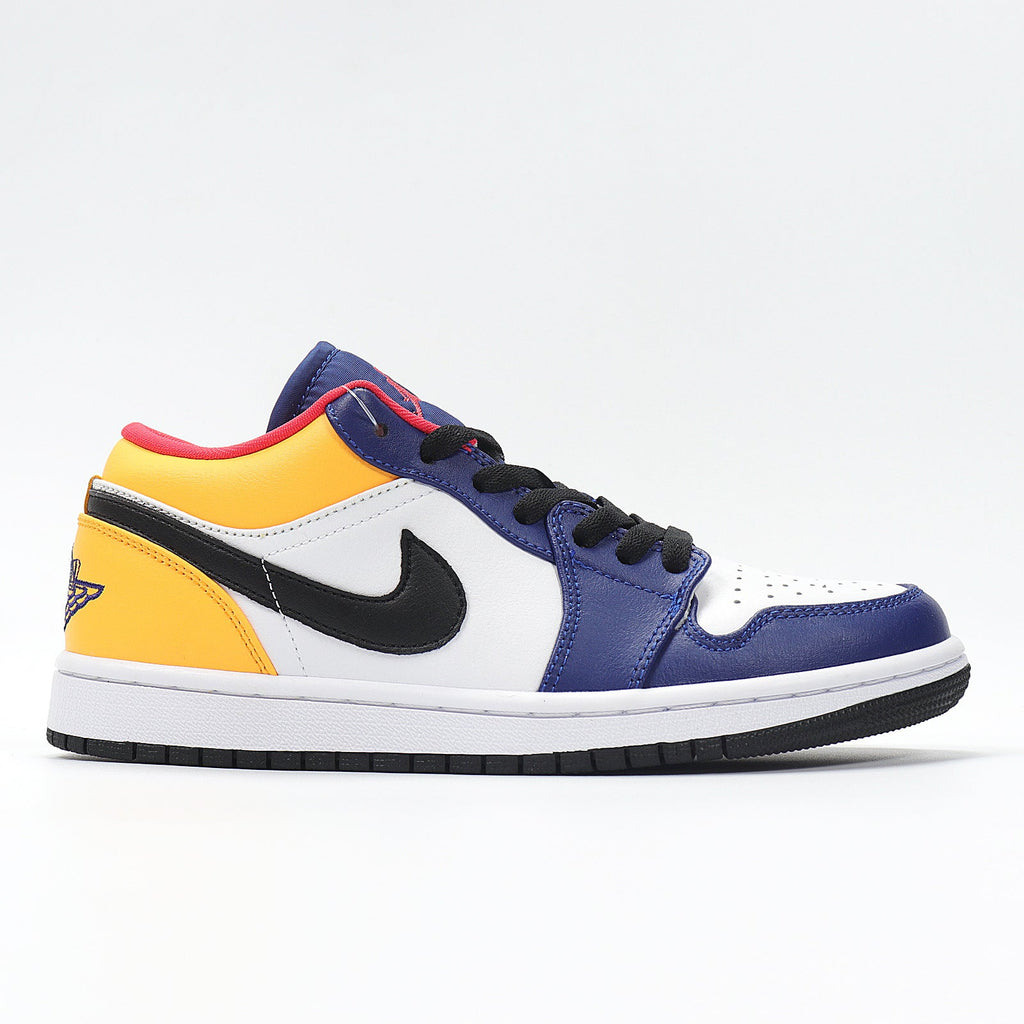 Jordan 1 Low Sneakers in Blue, in White and Yellow 553558-123 - product image from the listing.