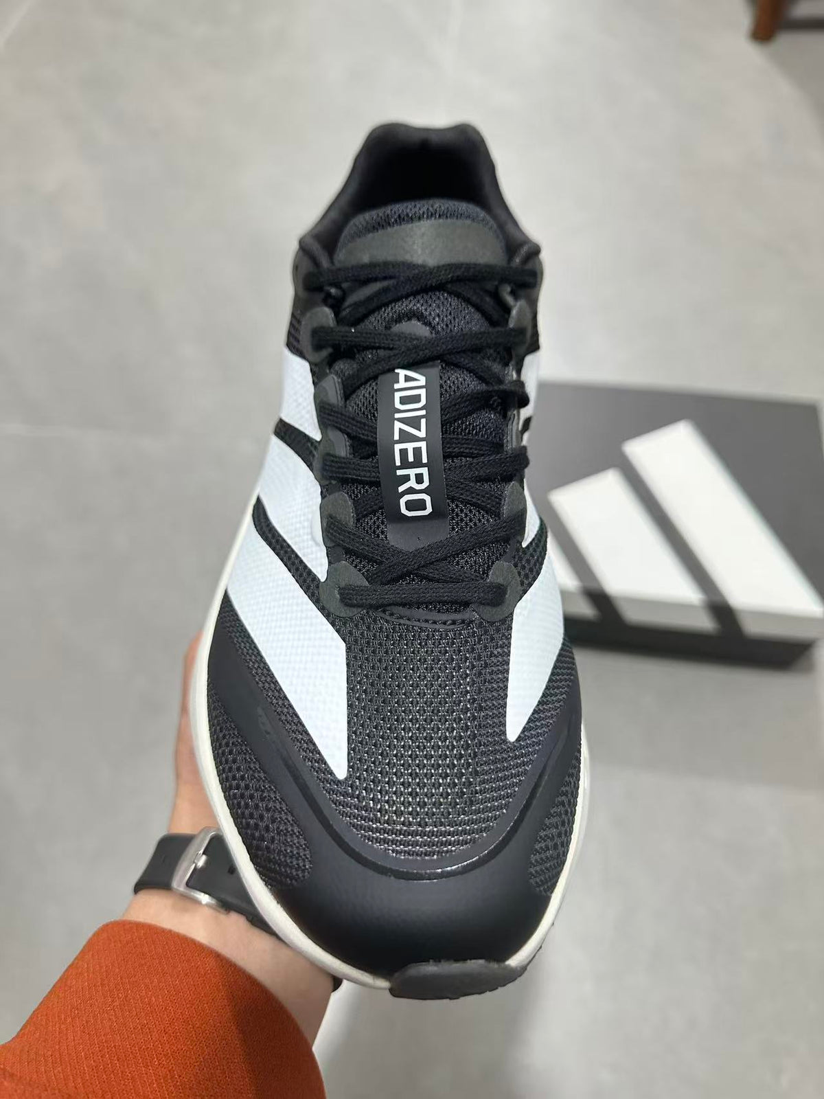 Nike Adizero Lightstrike Pro Running Shoes in Black White JS4938 - product image from the listing.