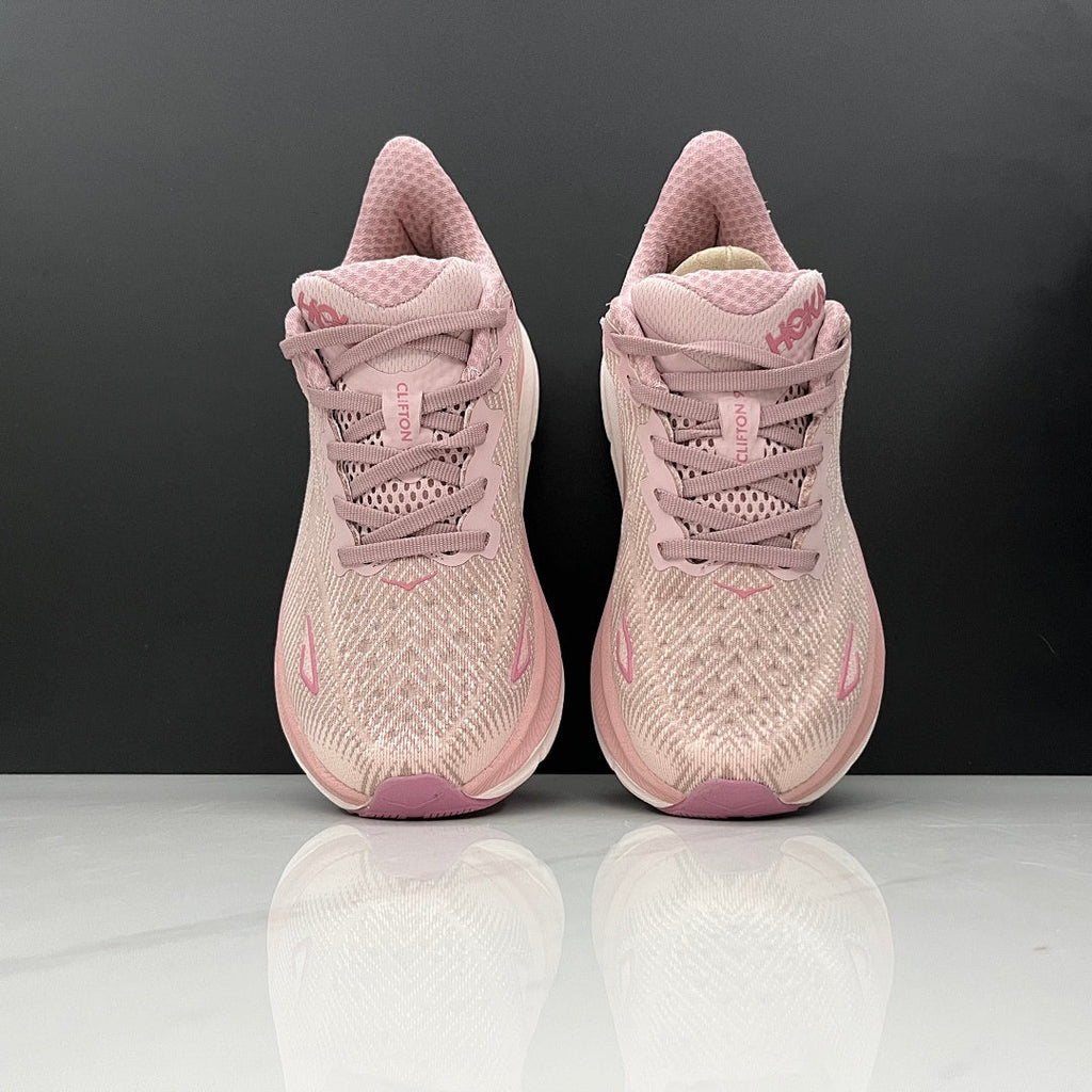 HOKA Clifton 9 Running Shoes in Pink - product image from the listing.