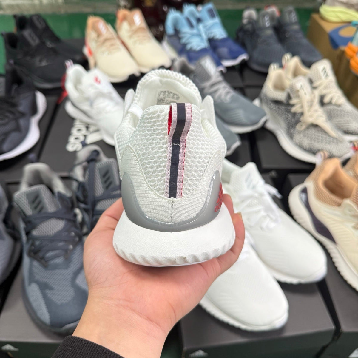 adidas Alphabounce HPC AMS Sneakers in White Red - product image from the listing.