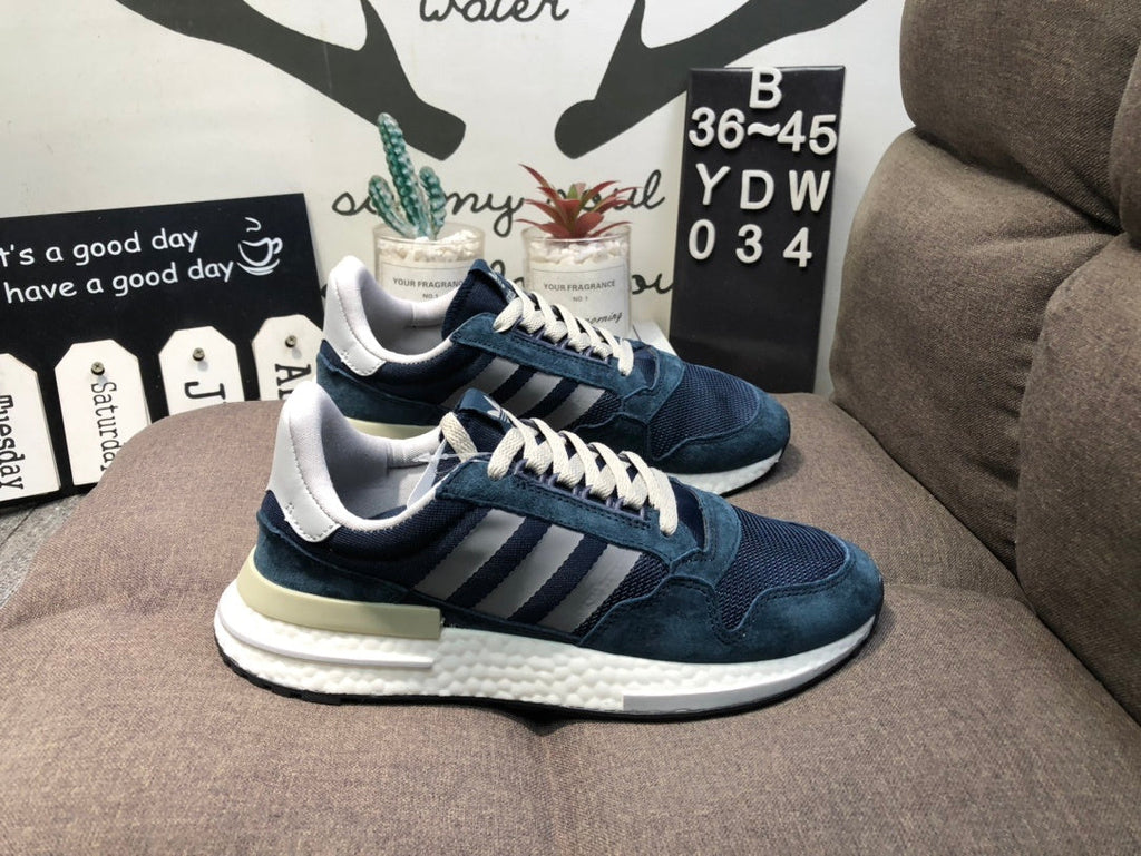 Navy and Gray Adidas ZX 500 Retro Sneakers YDW034 - product image from the listing.
