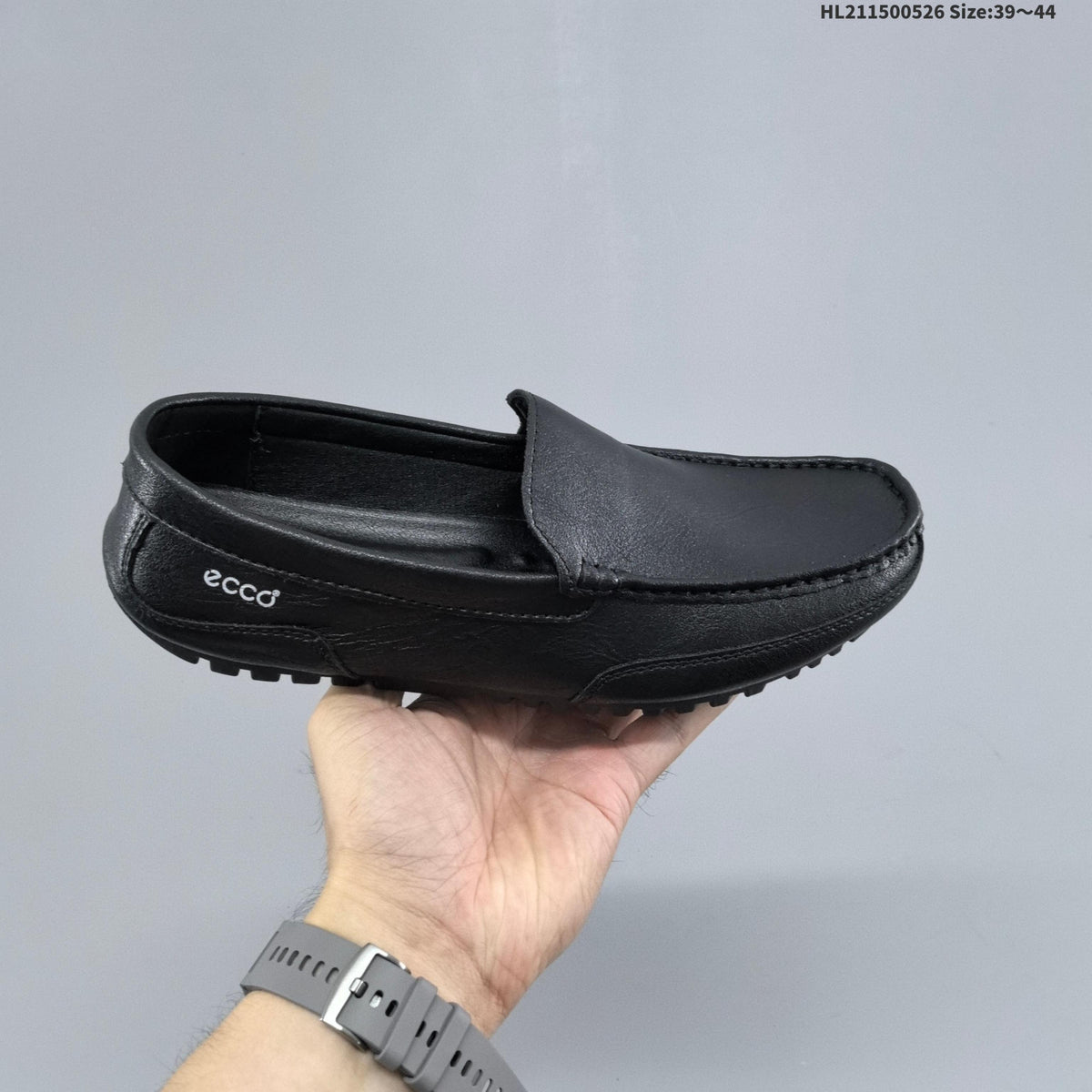 Men's ECCO Leather Slip-On Loafers in Black or Brown - product image from the listing.