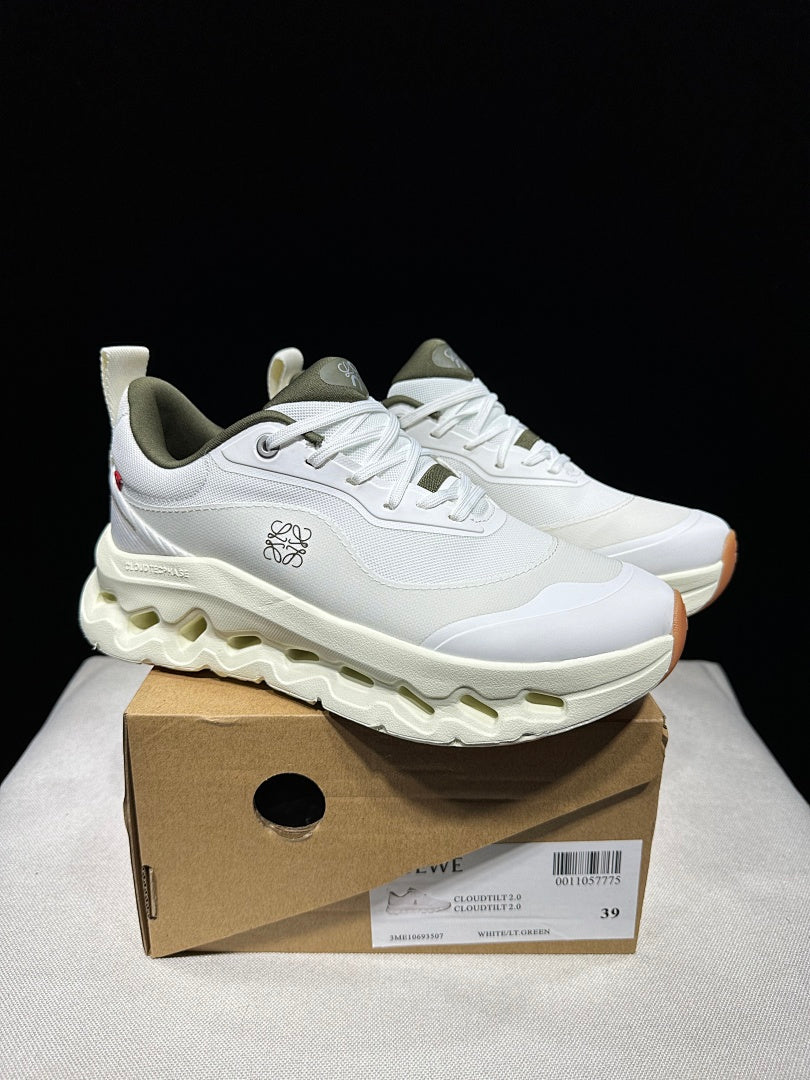 On x Loewe Cloudtilt 2.0 Sneakers, in White and Light Green - product image from the listing.