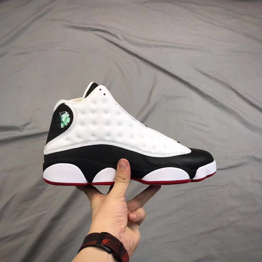 Air Jordan 13 He Got Game Sneakers in Black White Red - product image from the listing.