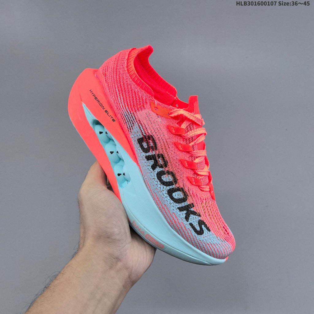 Coral and Blue Brooks Hyperion Elite 5 Running Shoes - product image from the listing.