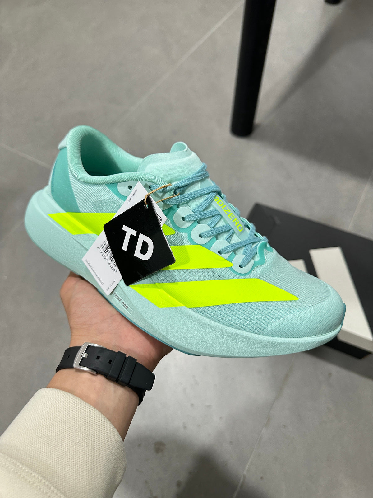 adidas Adizero Running Shoes Turquoise Neon in Yellow JS4452 - product image from the listing.