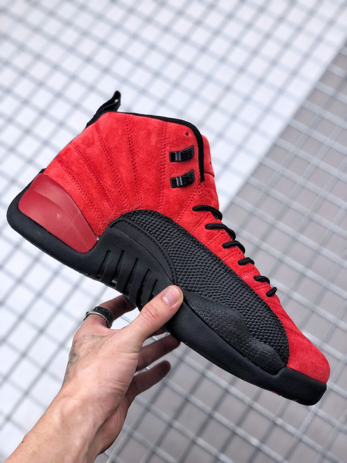 Air Jordan 12 Reverse Flu Game Red Black CT8013-602 - product image from the listing.