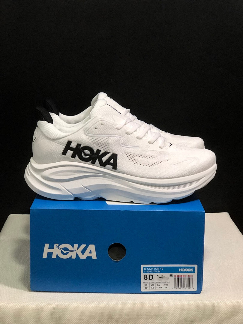 HOKA Clifton 10 Running Shoes in White - product image from the listing.