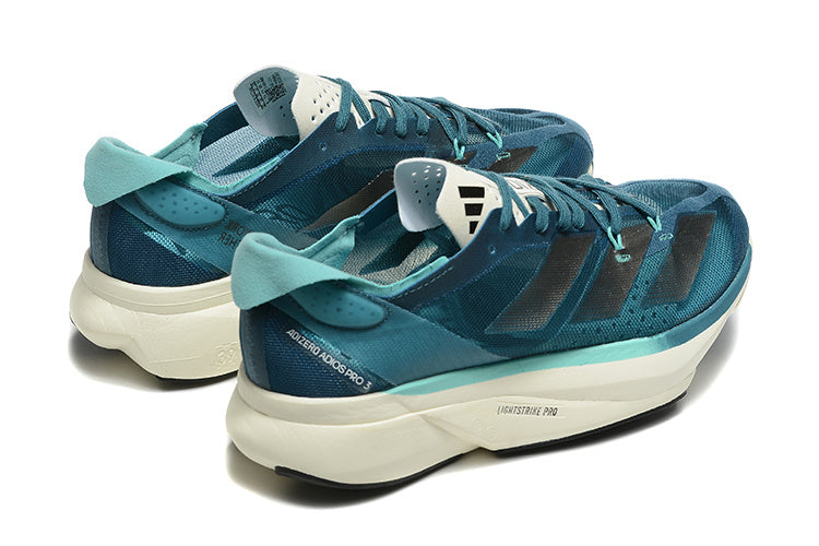 Adidas Adizero Adios Pro 3 Running Shoes in Blue Green - product image from the listing.