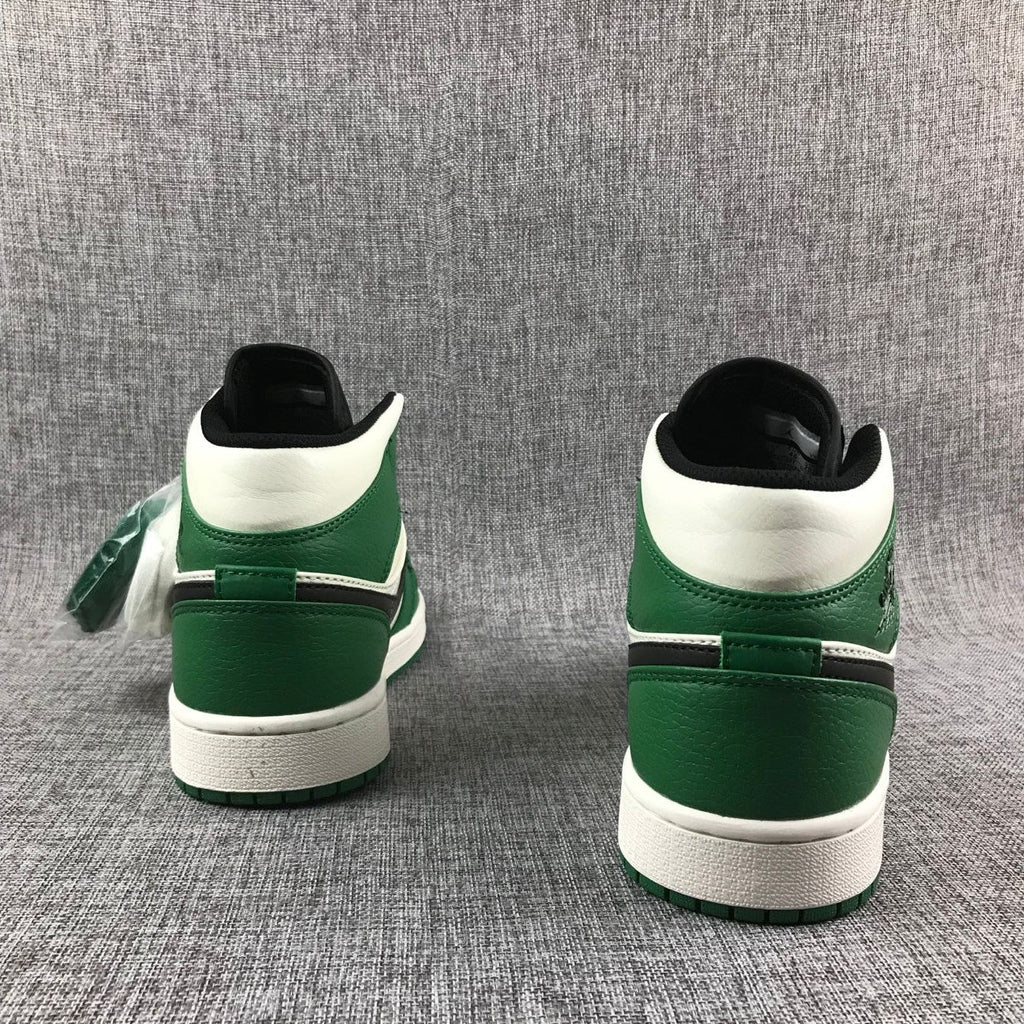 Air Jordan 1 Mid SE Sneakers in White Green Black - product image from the listing.