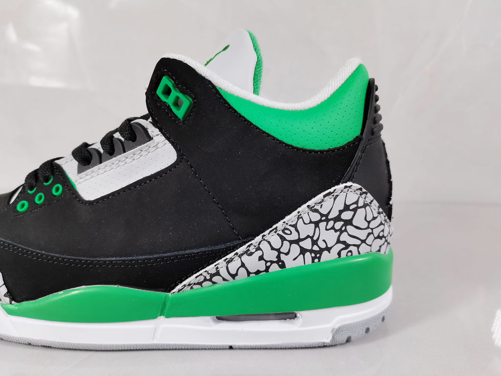Black Green Elephant Print Sneakers - Jordan 3 - product image from the listing.