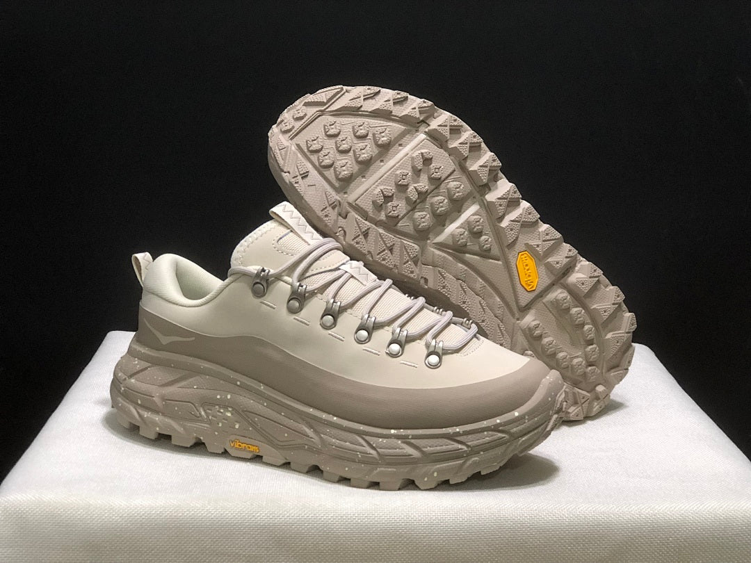 Cream and Taupe HOKA Tor Summit Trail Sneakers - product image from the listing.