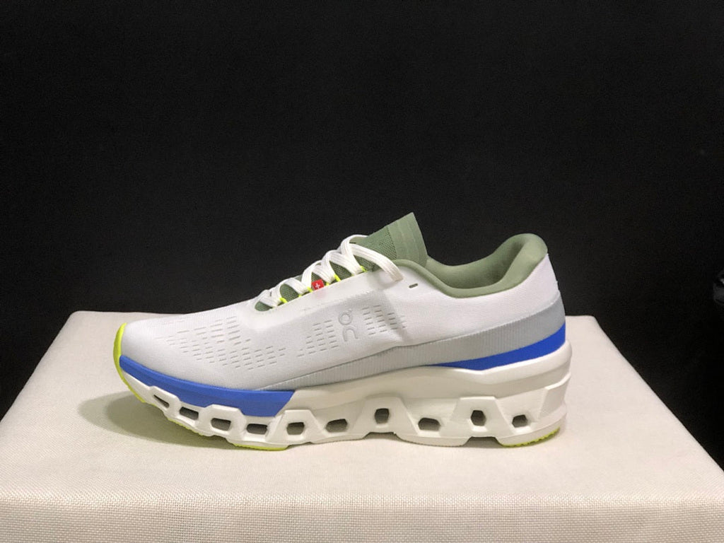 On Cloudmonster 2 Distance Running Shoes in White and Blue - product image from the listing.