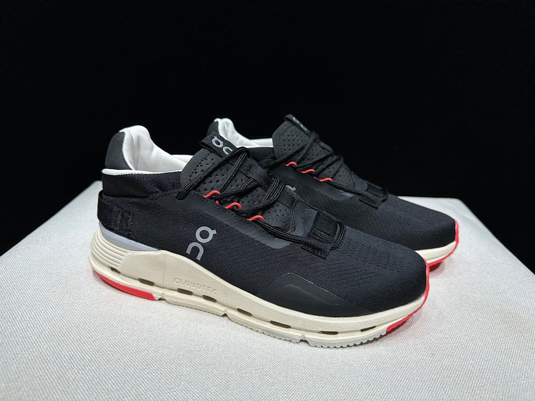On Cloudnova 2 Sneakers in Black and Red - product image from the listing.