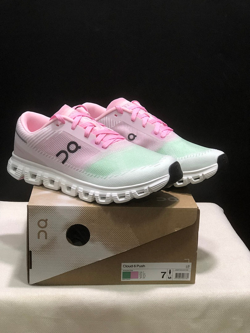 On Cloud 6 Push Sneakers in Pink, in Green and White - product image from the listing.