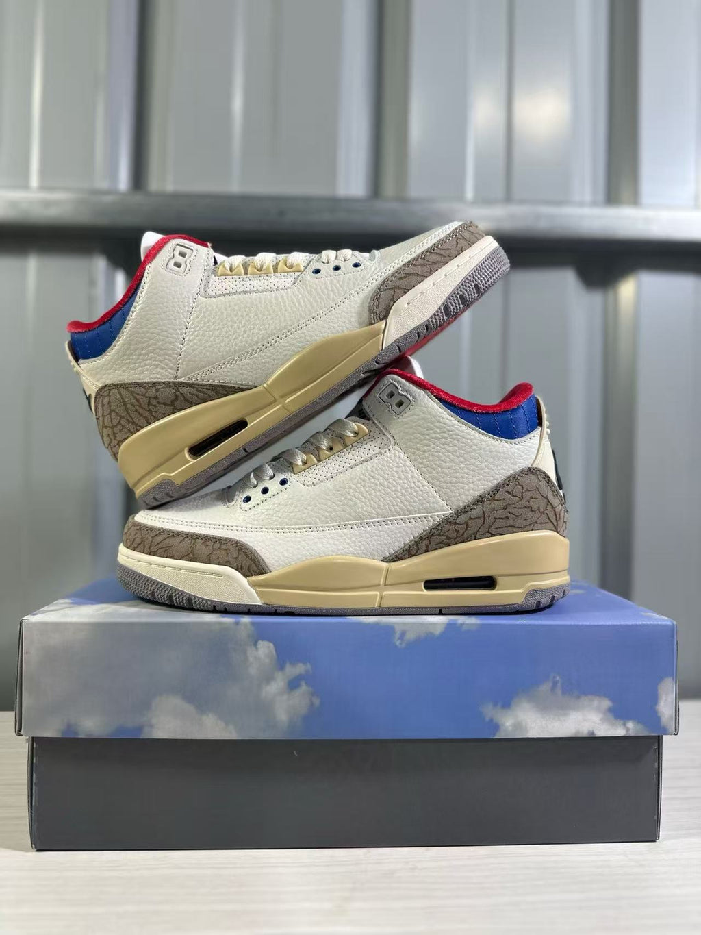 Air Jordan 3 Retro White Sport Royal Sneakers - product image from the listing.