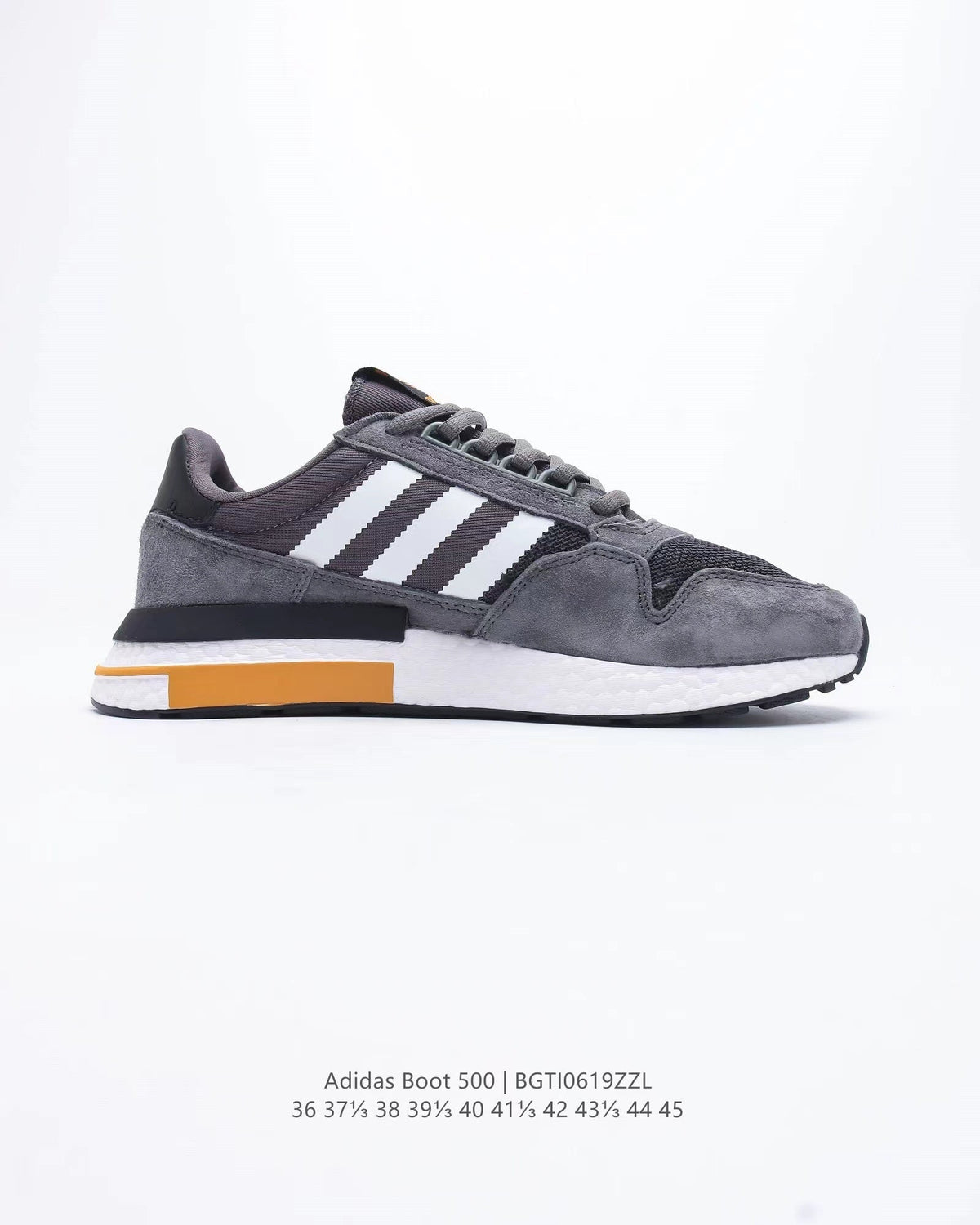 adidas Boot 500 Running Sneakers in Grey Black Orange - product image from the listing.