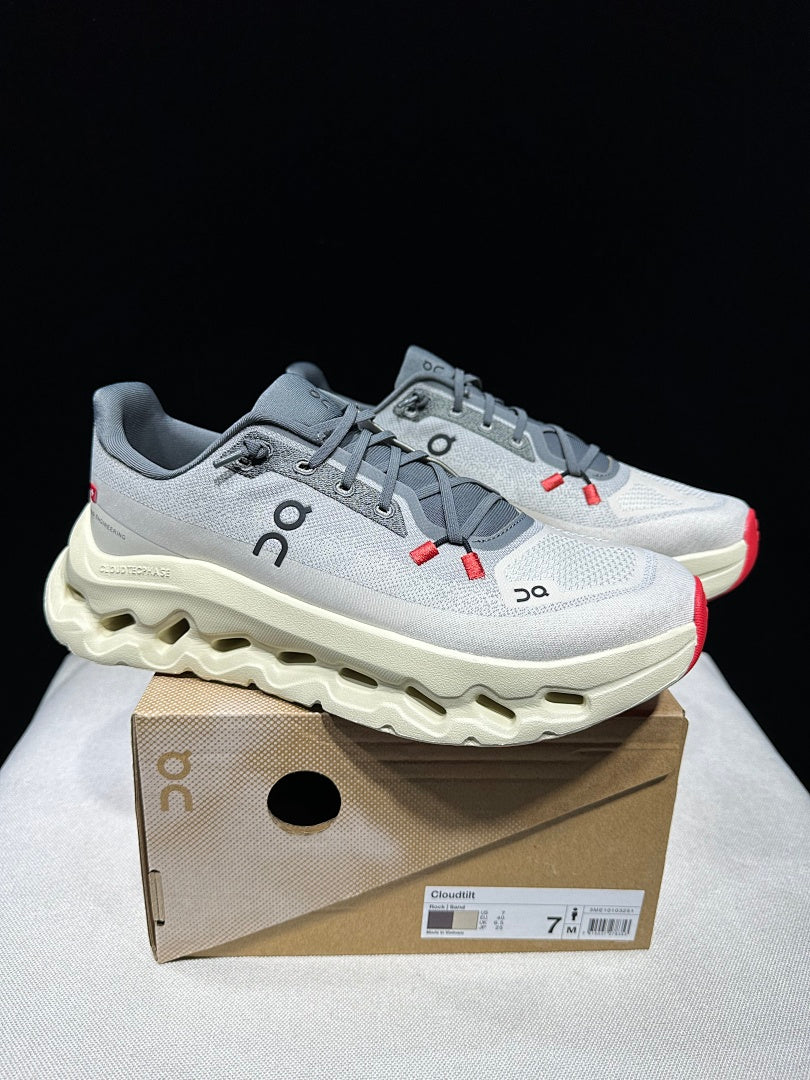 Ivory and Gray On Cloudtilt Sneakers - product image from the listing.
