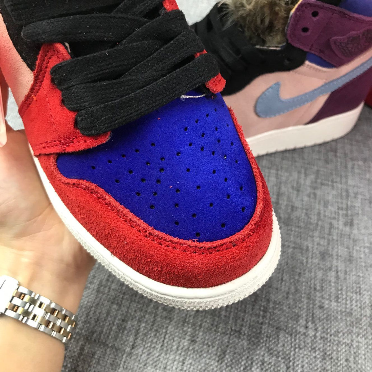 Air Jordan 1 High OG Christmas Sneakers in Red Multicolor - product image from the listing.