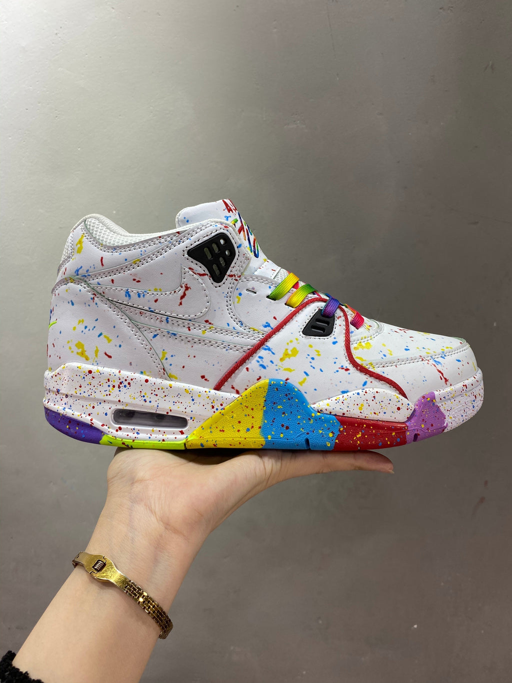 White Multicolor Nike Air Flight 89 High-Top Sneakers - product image from the listing.