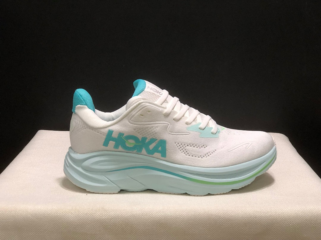 HOKA Clifton 10 Running Shoes, in White Aqua - product image from the listing.