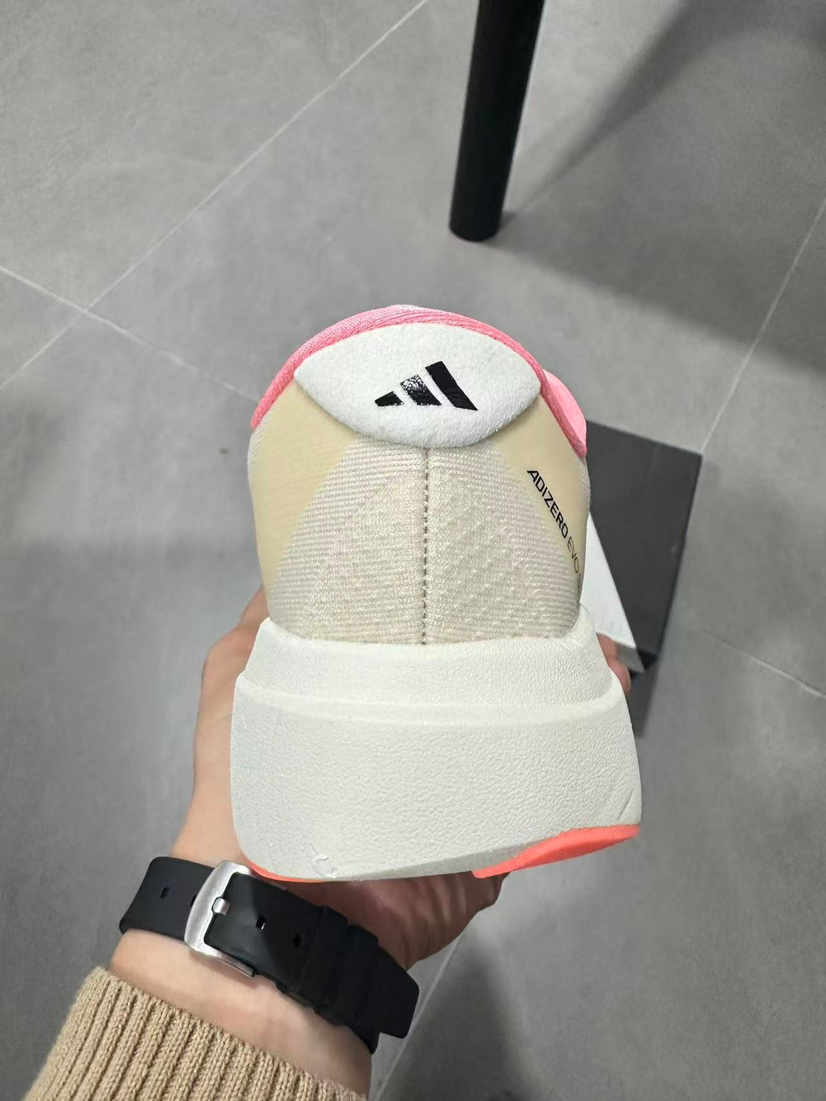 adidas Adizero Lightstrike Pro Running Shoes in White Pink - product image from the listing.