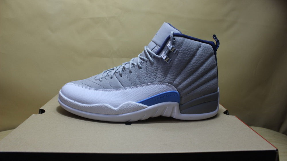 Air Jordan 12 GreyBlue High-Cut Sneakers - product image from the listing.