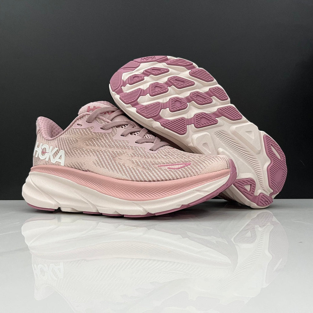 HOKA Clifton 9 Running Shoes in Pink - product image from the listing.