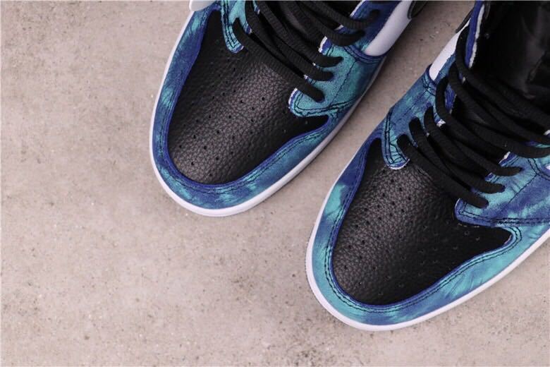 Air Jordan 1 High Tie-Dye Sneakers in Blue Black White - product image from the listing.