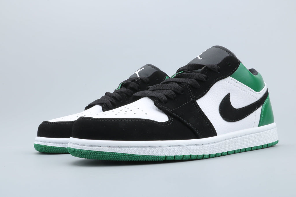 Jordan 1 Low Green Toe Sneakers in Black White Green - product image from the listing.