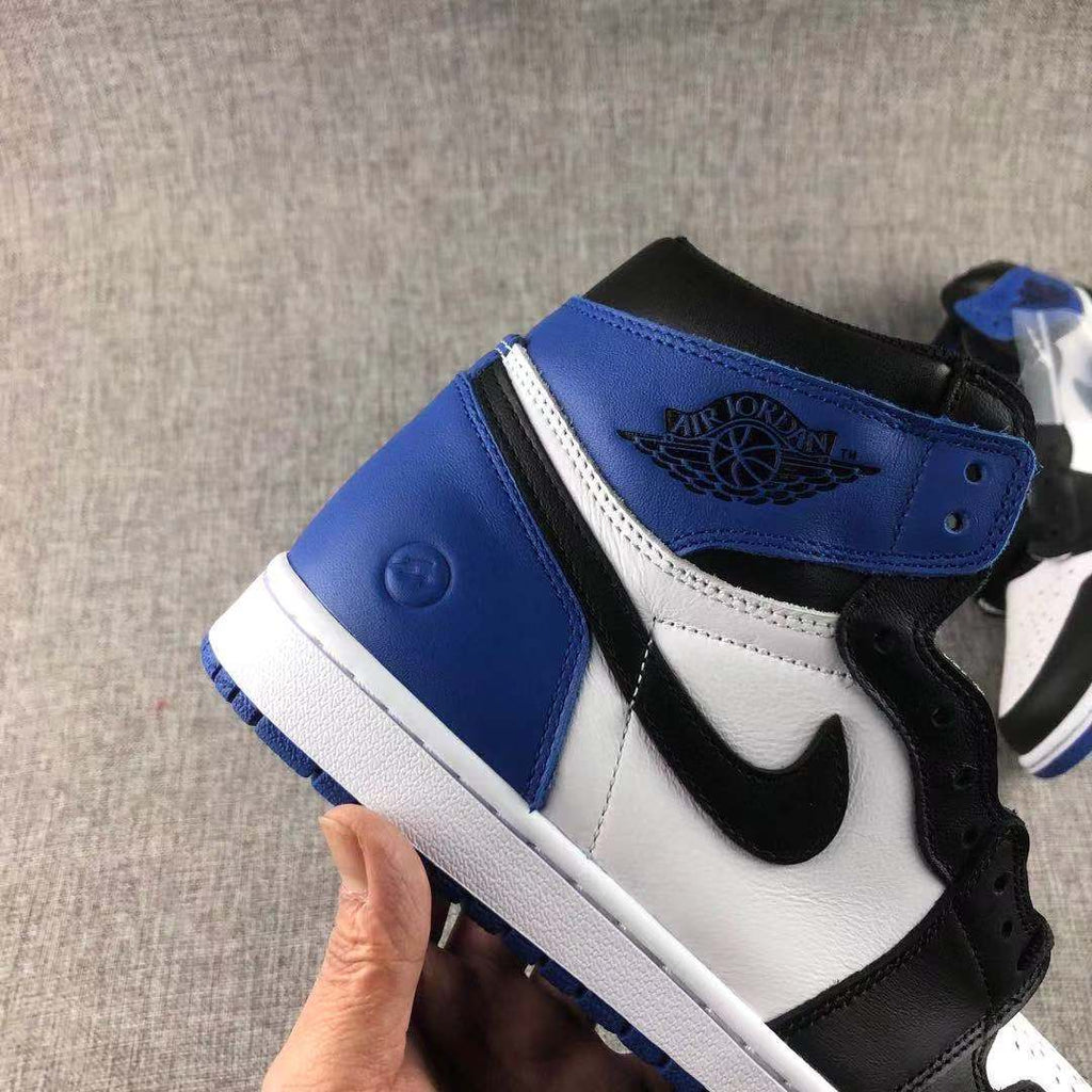 Jordan 1 Retro Fragment Sneakers in Black White Blue 716371-040 - product image from the listing.
