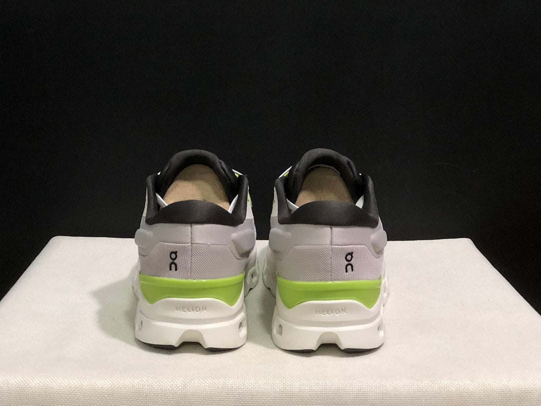 On Cloudstratus 3 Running Shoes, in White Grey Green - product image from the listing.