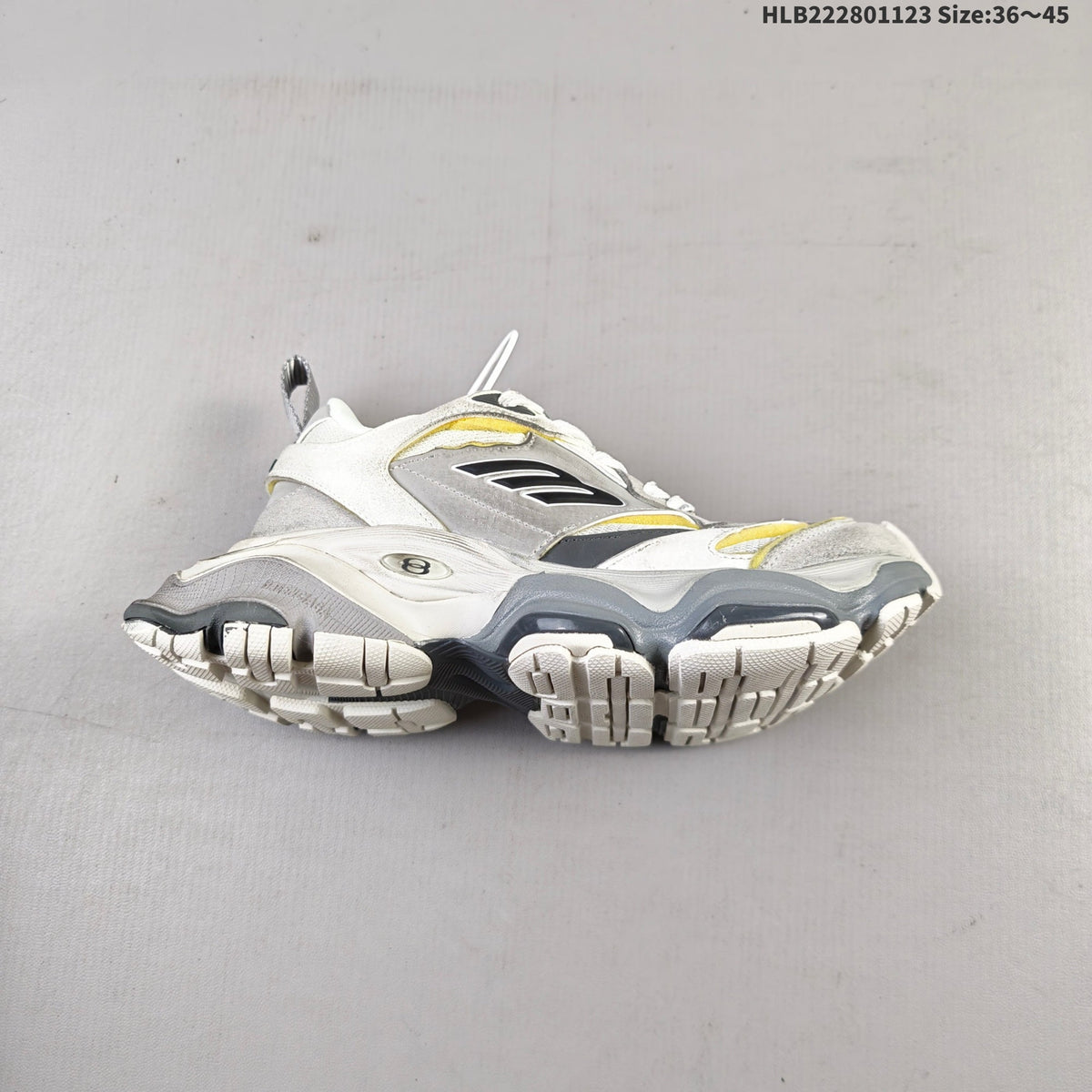 Balenciaga Monday Low-Top Sneakers in White, in Gray and Yellow - product image from the listing.