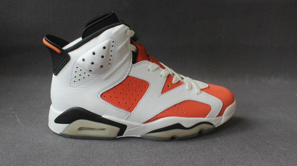 Air Jordan 6 Gatorade Basketball Sneakers in White Orange - product image from the listing.