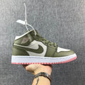 Air Jordan 1 High Sneakers in Olive Green White Pink - product image from the listing.