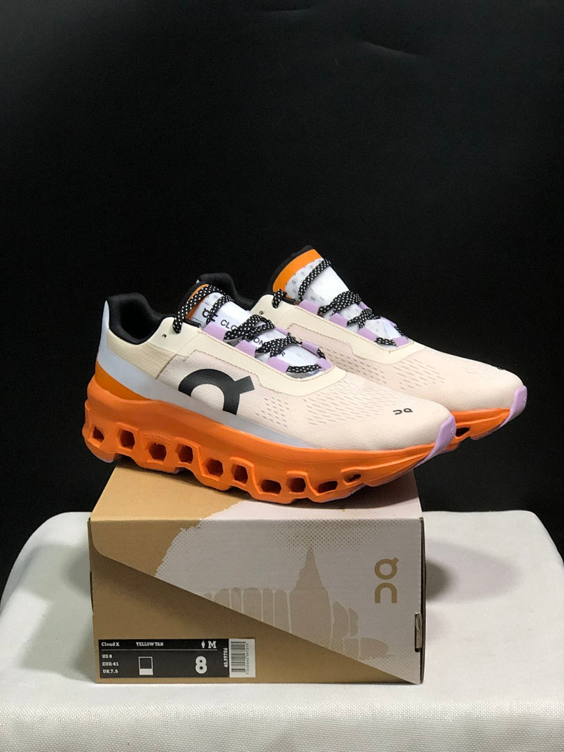 Yellow Tan and Orange On Cloudmonster Running Shoes - product image from the listing.