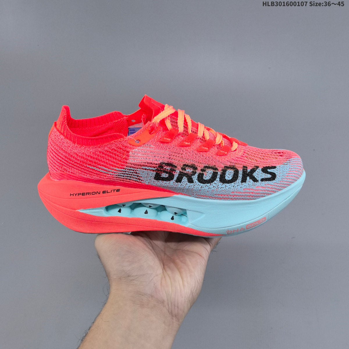 Coral and Blue Brooks Hyperion Elite 5 Running Shoes - product image from the listing.