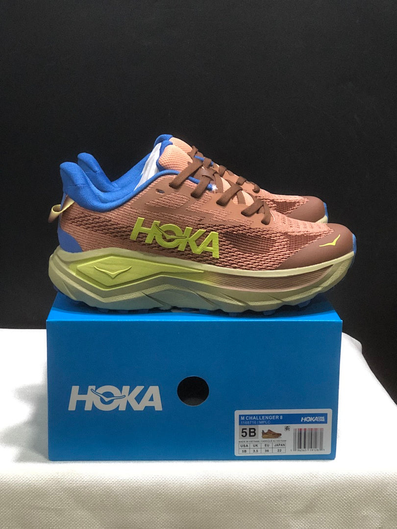 HOKA Challenger 8 Trail Running Shoes in Brown Blue - product image from the listing.