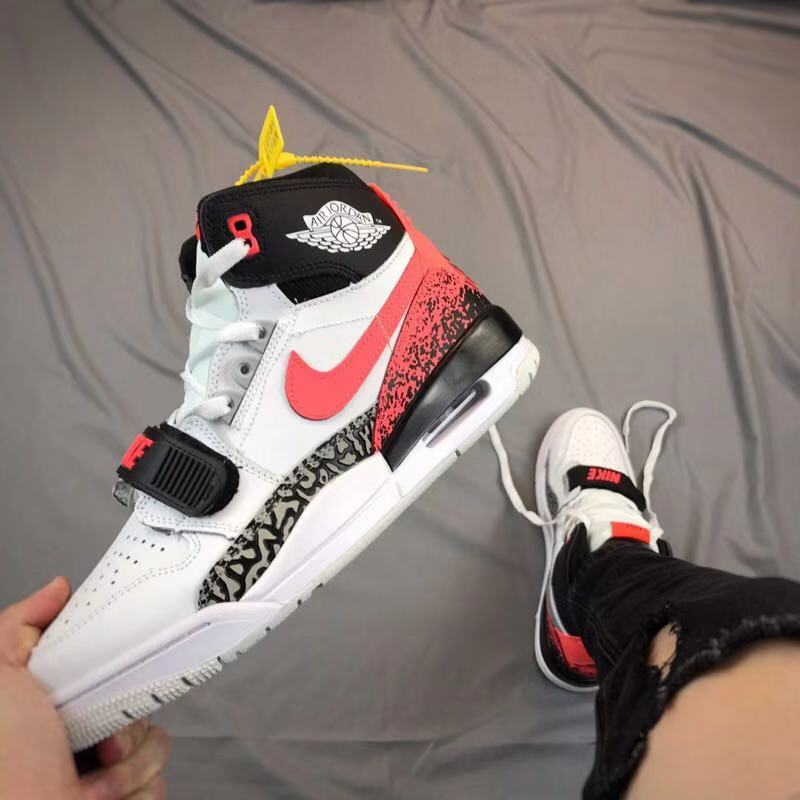 Jordan Legacy 312 Basketball Shoes in White Black Red - product image from the listing.